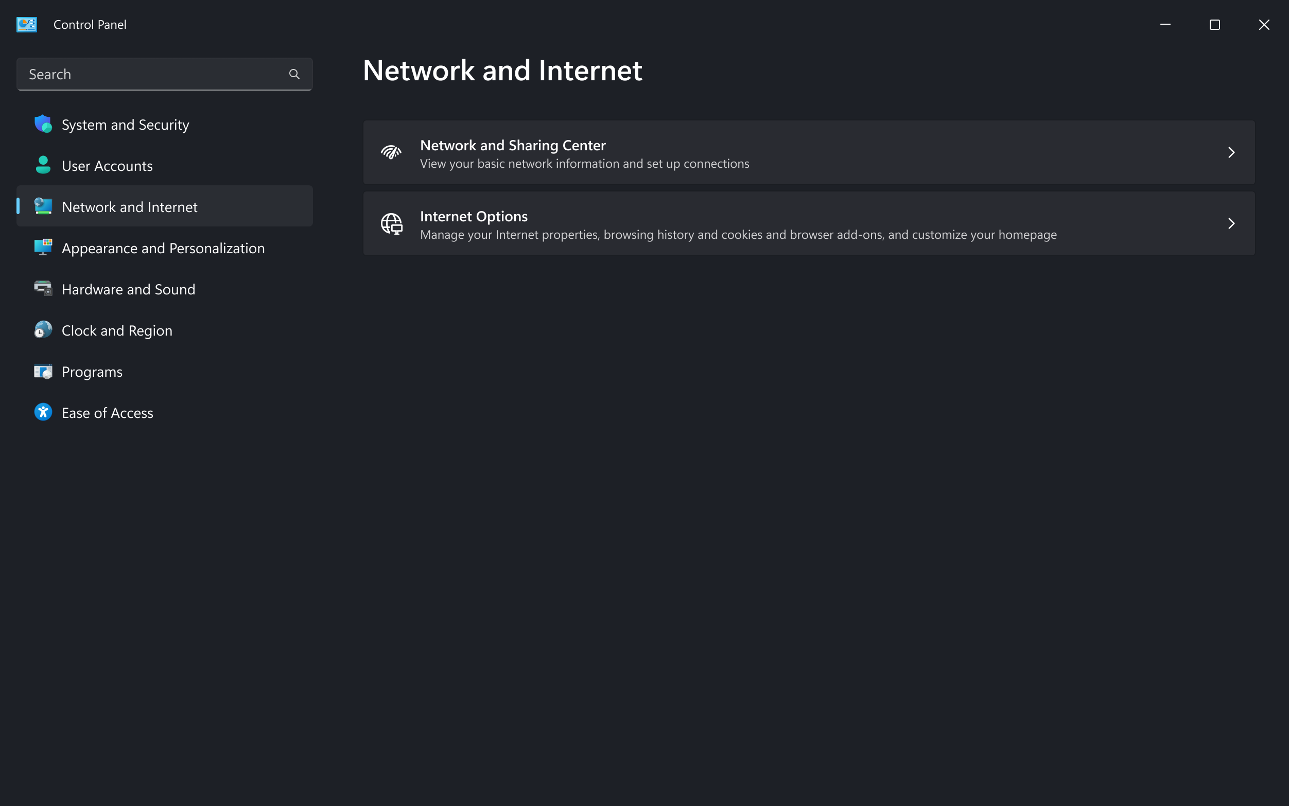 Microsoft UI changes for Control panel